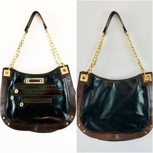 Tory Burch Navy & Brown Leather Shoulder Bag